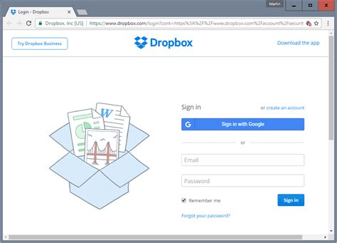 dropbox sign in.